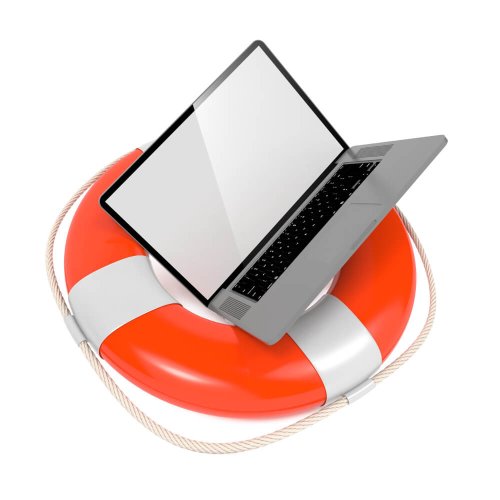 Laptop and a Lifesaver Buoy